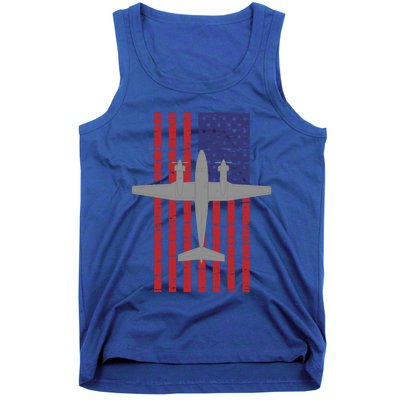 King Air B200 Airplane Pilot American Flag Funny Gift Tank Top