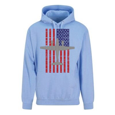 King Air B200 Airplane Pilot American Flag Funny Gift Unisex Surf Hoodie