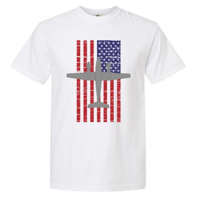 King Air B200 Airplane Pilot American Flag Funny Gift Garment-Dyed Heavyweight T-Shirt