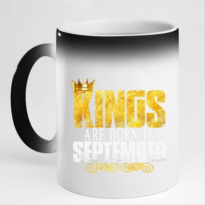 Kings Are Born In September Birthday Gifts 11oz Black Color Changing Mug