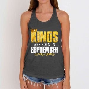 Kings Are Born In September Birthday Gifts Women's Knotted Racerback Tank