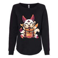 Kitsune Anime Boba Japanese Bubble Tea Cute Fox Kawaii  Womens California Wash Sweatshirt