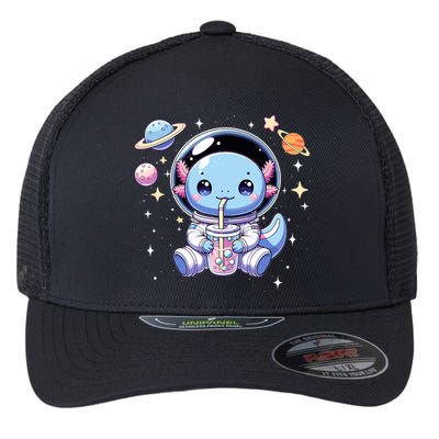 Kawaii Axolotl Bubble Tea Boba Tea Astronaut Space Axolotl Flexfit Unipanel Trucker Cap