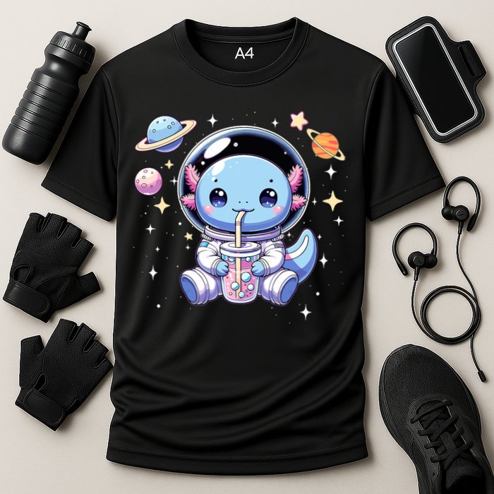 Kawaii Axolotl Bubble Tea Boba Tea Astronaut Space Axolotl Cooling Performance Crew T-Shirt