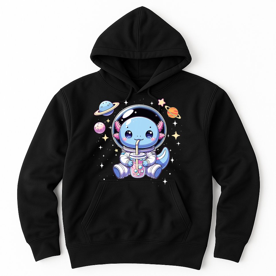 Kawaii Axolotl Bubble Tea Boba Tea Astronaut Space Axolotl Hoodie