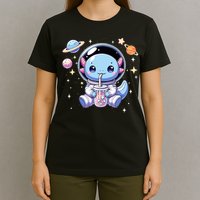 Kawaii Axolotl Bubble Tea Boba Tea Astronaut Space Axolotl T-Shirt
