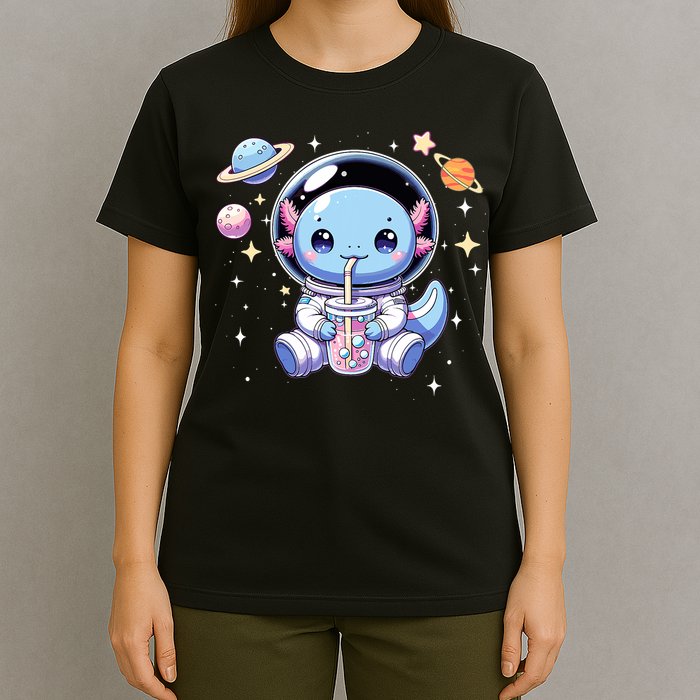 Kawaii Axolotl Bubble Tea Boba Tea Astronaut Space Axolotl T-Shirt