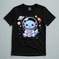 Kawaii Axolotl Bubble Tea Boba Tea Astronaut Space Axolotl T-Shirt