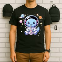 Kawaii Axolotl Bubble Tea Boba Tea Astronaut Space Axolotl T-Shirt