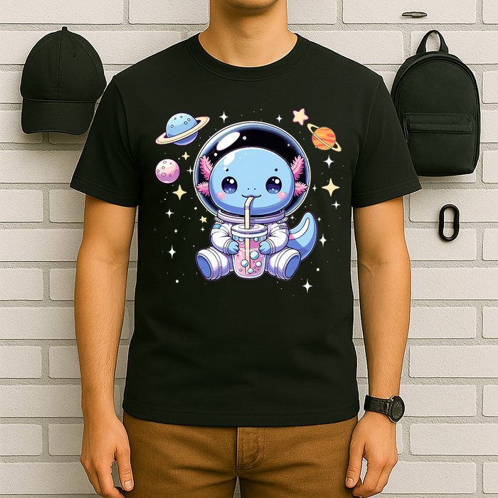 Kawaii Axolotl Bubble Tea Boba Tea Astronaut Space Axolotl T-Shirt