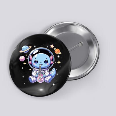 Kawaii Axolotl Bubble Tea Boba Tea Astronaut Space Axolotl Button