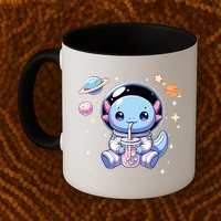 Kawaii Axolotl Bubble Tea Boba Tea Astronaut Space Axolotl Mug
