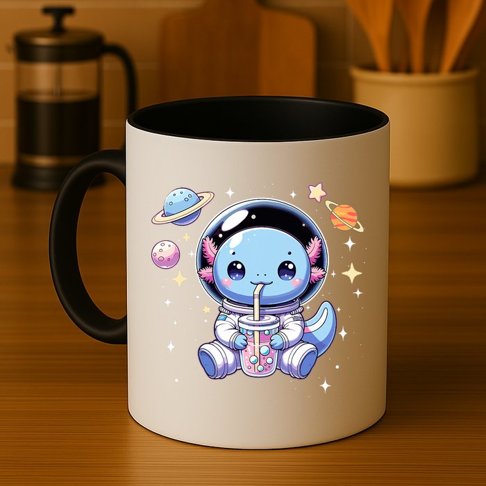 Kawaii Axolotl Bubble Tea Boba Tea Astronaut Space Axolotl Mug