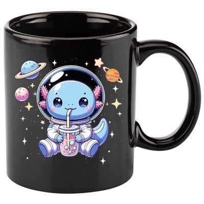 Kawaii Axolotl Bubble Tea Boba Tea Astronaut Space Axolotl 11oz C Handle Ceramic Mug