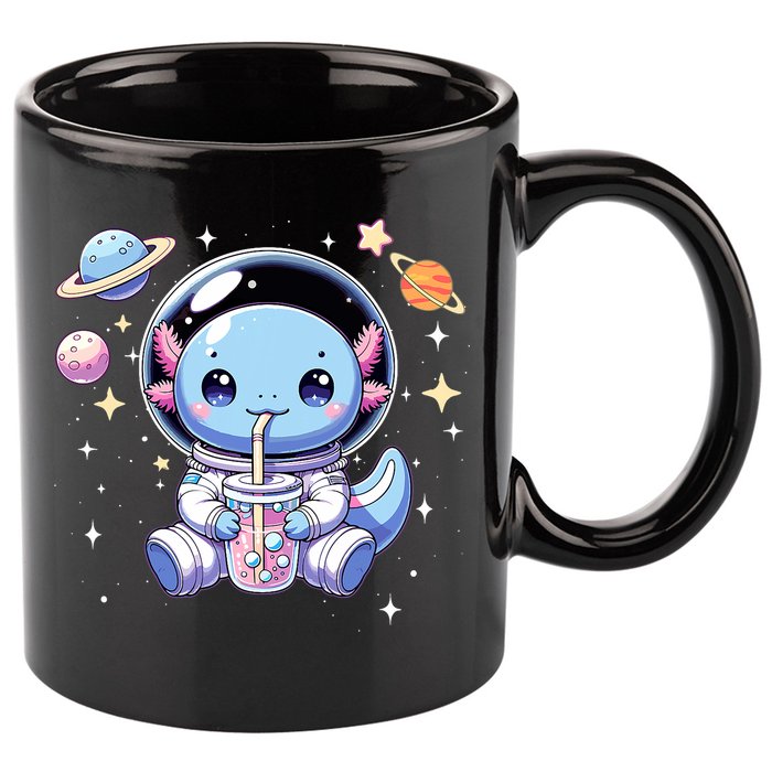 Kawaii Axolotl Bubble Tea Boba Tea Astronaut Space Axolotl 11oz C Handle Ceramic Mug
