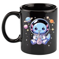 Kawaii Axolotl Bubble Tea Boba Tea Astronaut Space Axolotl 11oz C Handle Ceramic Mug