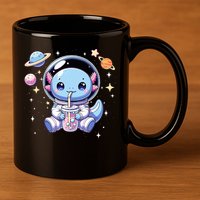 Kawaii Axolotl Bubble Tea Boba Tea Astronaut Space Axolotl 11oz C Handle Ceramic Mug