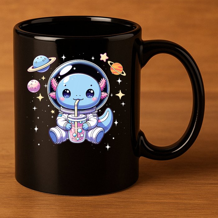 Kawaii Axolotl Bubble Tea Boba Tea Astronaut Space Axolotl 11oz C Handle Ceramic Mug