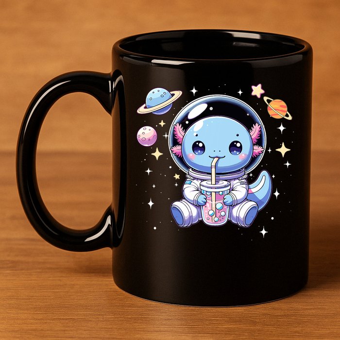 Kawaii Axolotl Bubble Tea Boba Tea Astronaut Space Axolotl 11oz C Handle Ceramic Mug