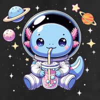 Kawaii Axolotl Bubble Tea Boba Tea Astronaut Space Axolotl 11oz C Handle Ceramic Mug