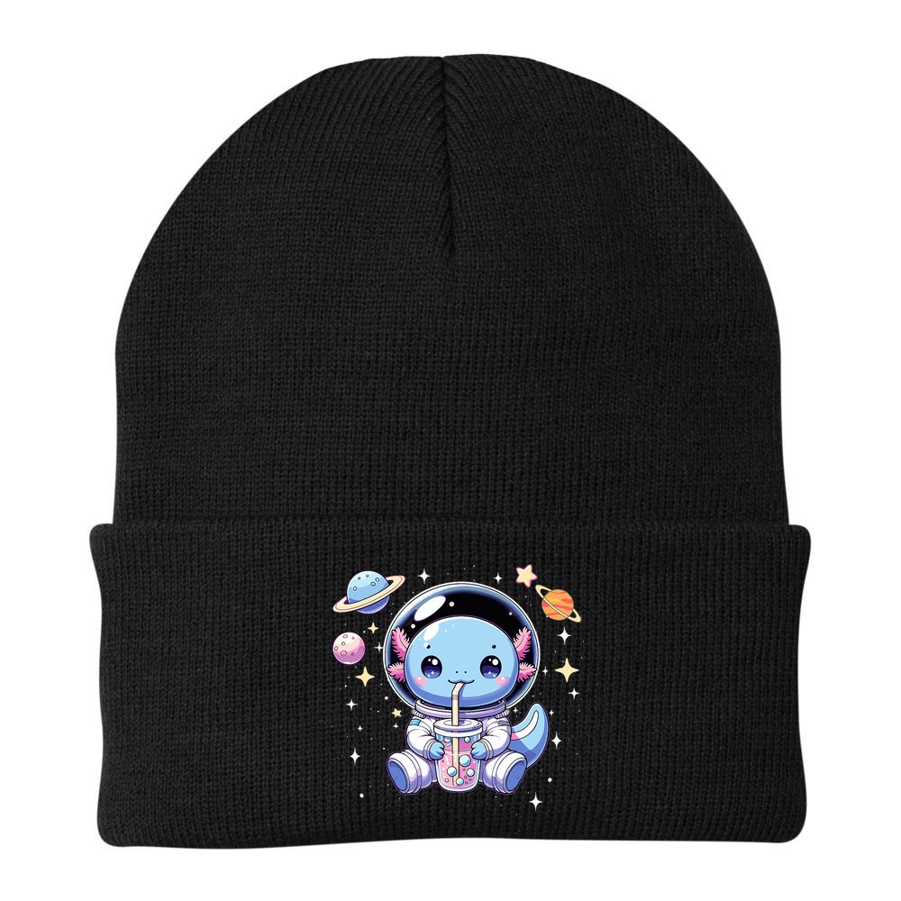 Kawaii Axolotl Bubble Tea Boba Tea Astronaut Space Axolotl Beanie