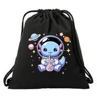 Kawaii Axolotl Bubble Tea Boba Tea Astronaut Space Axolotl Drawstring Bag
