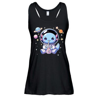 Kawaii Axolotl Bubble Tea Boba Tea Astronaut Space Axolotl Ladies Essential Flowy Tank