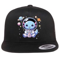 Kawaii Axolotl Bubble Tea Boba Tea Astronaut Space Axolotl Flat Bill Trucker Hat