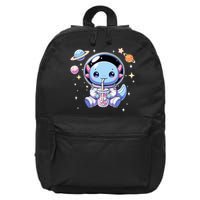 Kawaii Axolotl Bubble Tea Boba Tea Astronaut Space Axolotl 16 in Basic Backpack