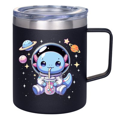 Kawaii Axolotl Bubble Tea Boba Tea Astronaut Space Axolotl 12oz Stainless Steel Coffee Mug