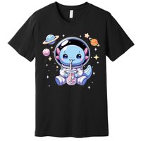 Kawaii Axolotl Bubble Tea Boba Tea Astronaut Space Axolotl Premium T-Shirt