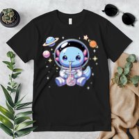 Kawaii Axolotl Bubble Tea Boba Tea Astronaut Space Axolotl Premium T-Shirt