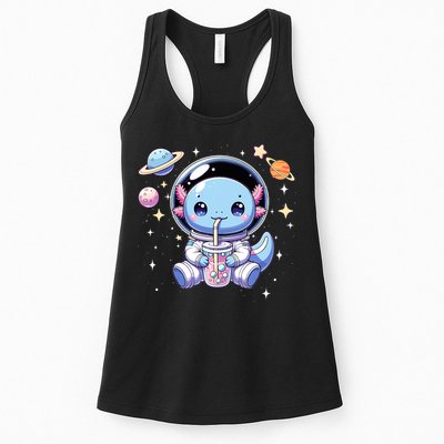 Kawaii Axolotl Bubble Tea Boba Tea Astronaut Space Axolotl Womens Tank Top