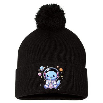Kawaii Axolotl Bubble Tea Boba Tea Astronaut Space Axolotl Pom Pom 12in Knit Beanie