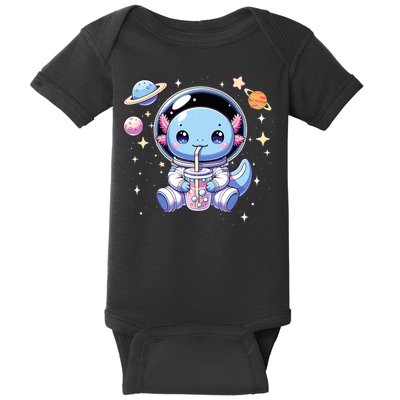 Kawaii Axolotl Bubble Tea Boba Tea Astronaut Space Axolotl Baby Bodysuit