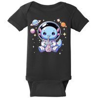 Kawaii Axolotl Bubble Tea Boba Tea Astronaut Space Axolotl Baby Bodysuit