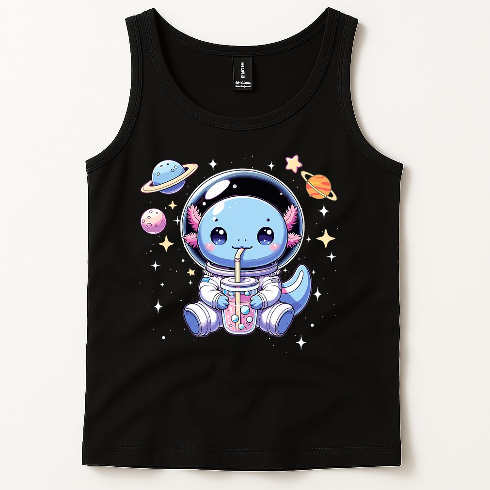 Kawaii Axolotl Bubble Tea Boba Tea Astronaut Space Axolotl Tank Top