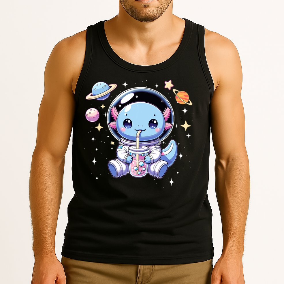 Kawaii Axolotl Bubble Tea Boba Tea Astronaut Space Axolotl Tank Top
