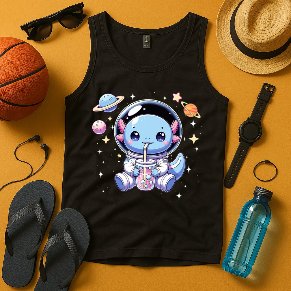 Kawaii Axolotl Bubble Tea Boba Tea Astronaut Space Axolotl Tank Top