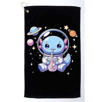 Kawaii Axolotl Bubble Tea Boba Tea Astronaut Space Axolotl Golf Towel