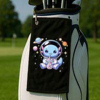 Kawaii Axolotl Bubble Tea Boba Tea Astronaut Space Axolotl Golf Towel