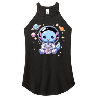 Kawaii Axolotl Bubble Tea Boba Tea Astronaut Space Axolotl Women's Perfect Tri Rocker Tank