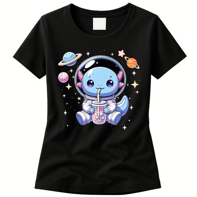 Kawaii Axolotl Bubble Tea Boba Tea Astronaut Space Axolotl Womens T-Shirt