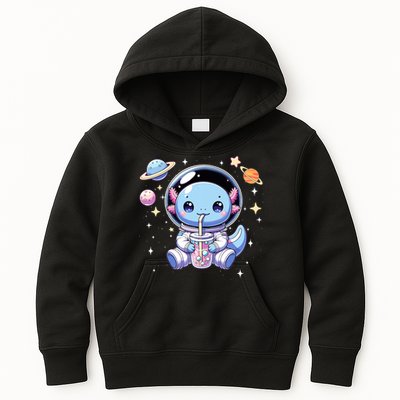 Kawaii Axolotl Bubble Tea Boba Tea Astronaut Space Axolotl Kids Hoodie