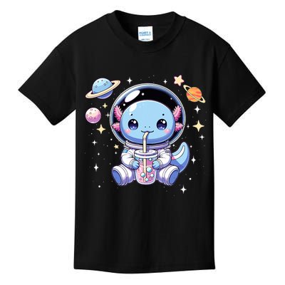Kawaii Axolotl Bubble Tea Boba Tea Astronaut Space Axolotl Kids T-Shirt