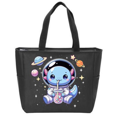 Kawaii Axolotl Bubble Tea Boba Tea Astronaut Space Axolotl Zip Tote Bag