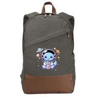 Kawaii Axolotl Bubble Tea Boba Tea Astronaut Space Axolotl Cotton Canvas Backpack