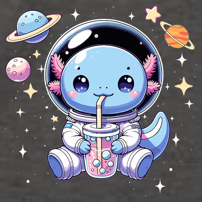 Kawaii Axolotl Bubble Tea Boba Tea Astronaut Space Axolotl Vector Backpack