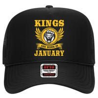 Kings Are Born In January Birthday Gift High Crown Mesh Back Trucker Hat