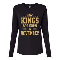 Kings Are Born In November Best Birthday Gift Womens Cotton Relaxed Long Sleeve T-Shirt